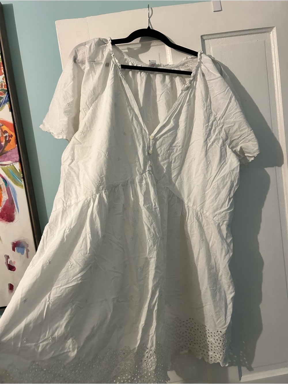 Old Navy White Eyelet V-Neck Tunic Dress